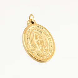10pcs Our Lady virgen de guadalupe small Oval charms gold color medal tags round Stainless Steel Pendant