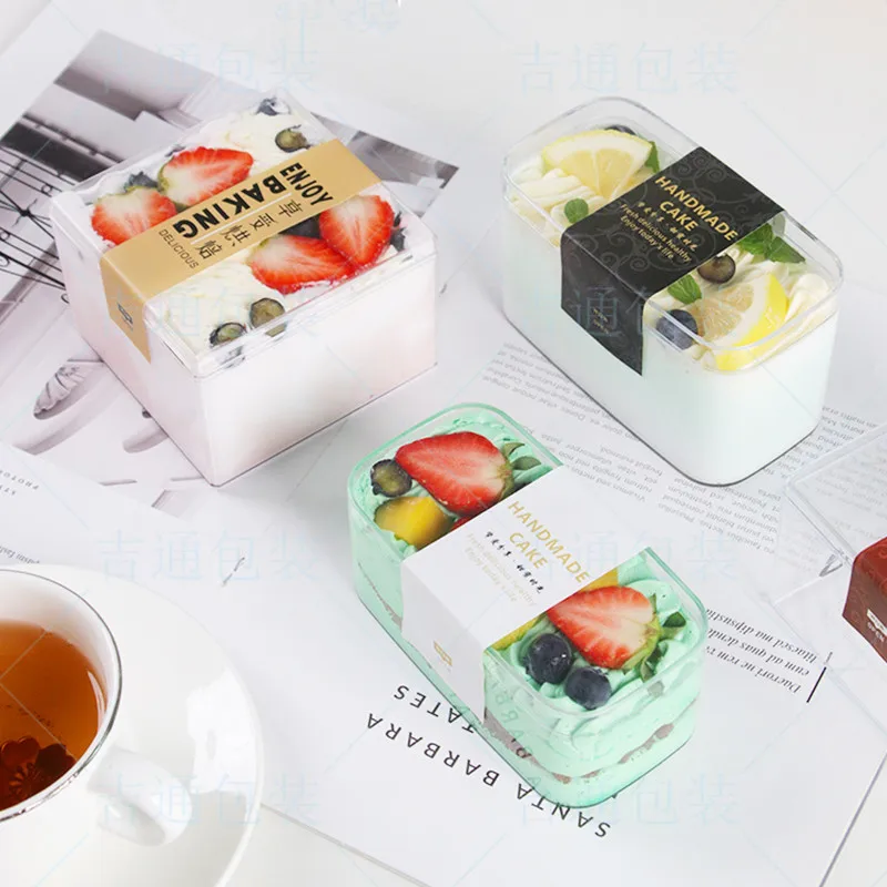 10pcs Fruit Melaleuca Disposable Ice Cream Dessert Packaging Plastic Box DIY Baking Decoration Mousse Cake Cup with Lid Party