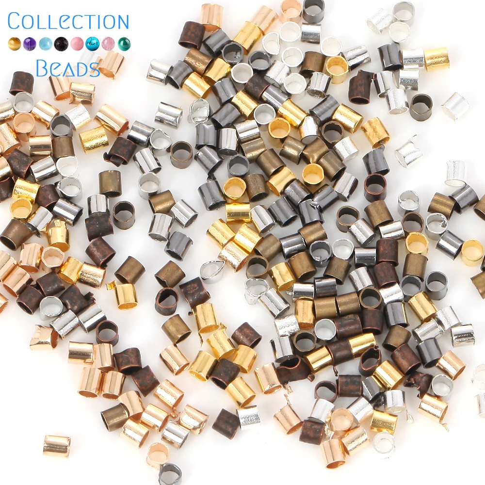 100pcs Positioning Tube Alloy Spacer Beads Cylinder Tube End Connector for Jewelry Making Bracelet Finding DIY Accessories