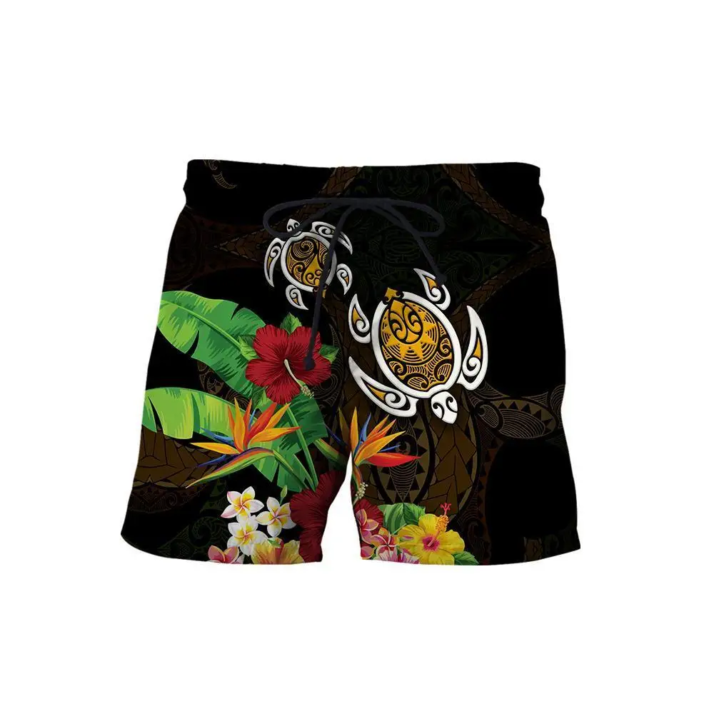 Amazing Polynesian Tattoo Turtle 3D Printed  Mens Shorts Unisex Streetwear Shorts Summer Beach Polyester Casual Shorts DK-21