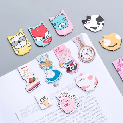 200 PCS Magnetic Bookmark Cartoon Animation Culture Art Style Design Originality Stationery Mini Bookmarks Christmas Gift