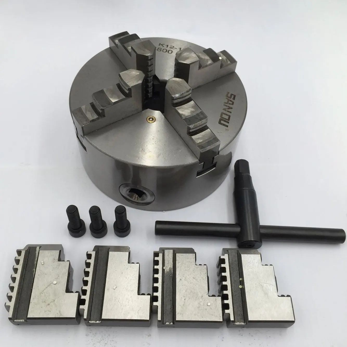 4 Axis rotation A Axis Extend Rotary  4 Jaw 80mm K12-80 Chuck and Nema23 stepper motor MT2 Tailstock for wood CNC Milling Router