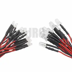 10pcs 3mm 5mm 3V-12V LED 라이트 레드 화이트 옐로우 1/10 RC 크롤러 자동차 Trax TRX-4 G63 AXIAL SCX10 D90 D110 HSP YIKONG