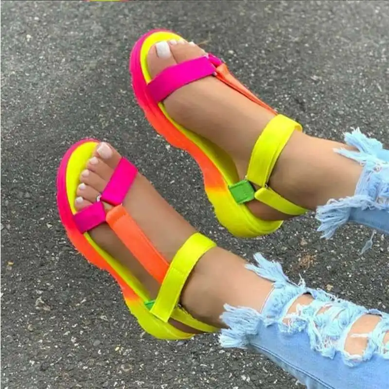 KAMUCC Summer Sandals Big Size 43 Multi Colors Casual Shoes Woman Flat Dropship Comfortable Sandals Female Light Sandalias