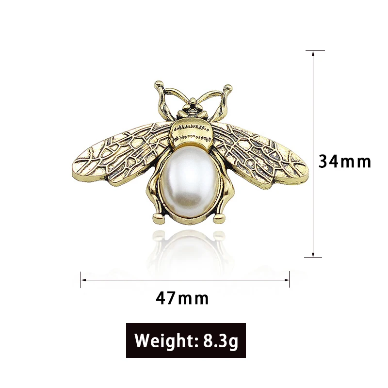 5pcs 34*47mm Bronze Animal Bee Brooch Insect Pin Flatback Accessories For Diy Jewelry Making Copper Rhinestones Gifts wholesale