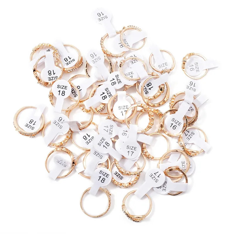 10Pcs Mixed Lots Crystal Rings Gold Color Women Engagement Wedding Party Rings Charm Party Jewelry