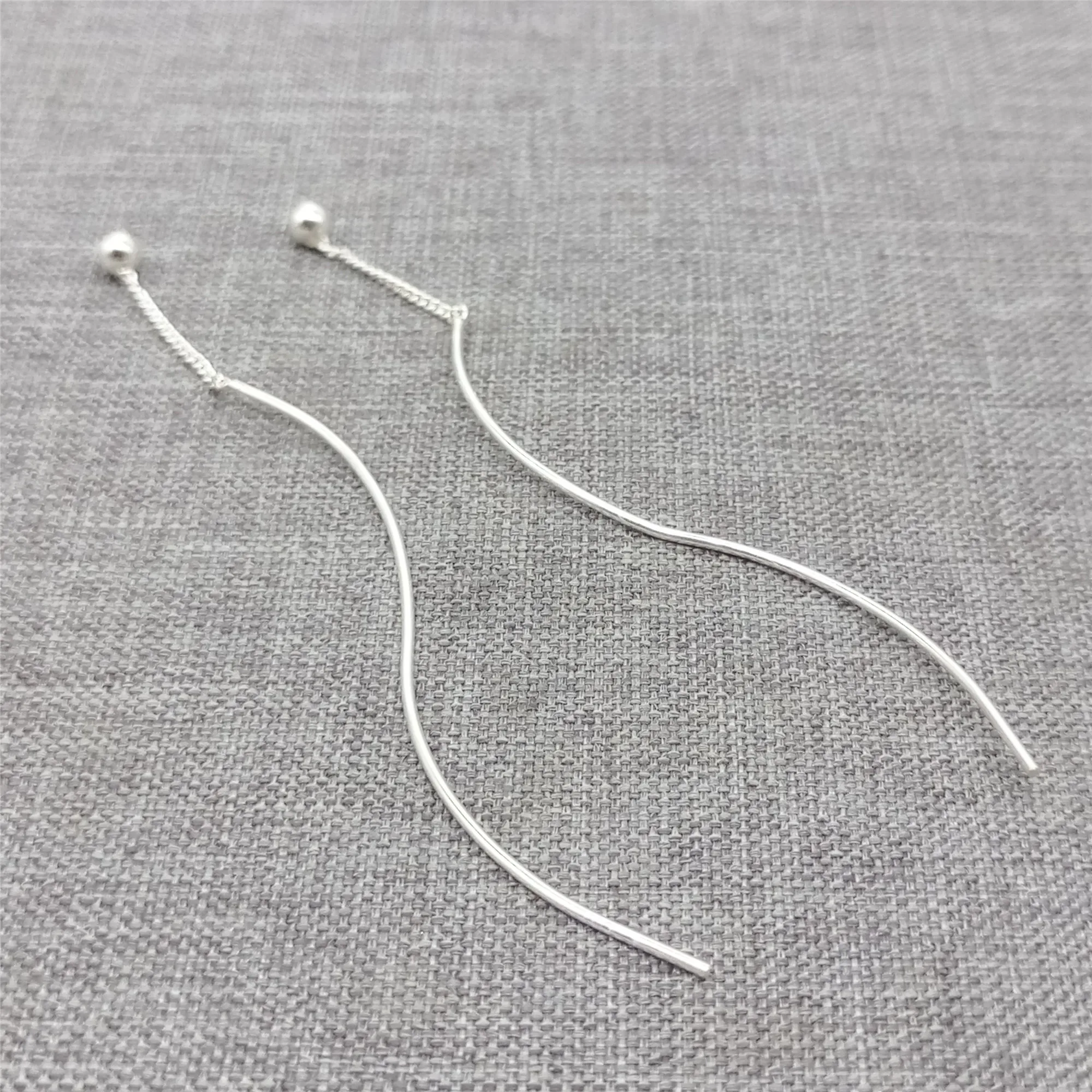 

2prs of 925 Sterling Silver Twist Ear Wires Earring Threader for Earring Jewelry