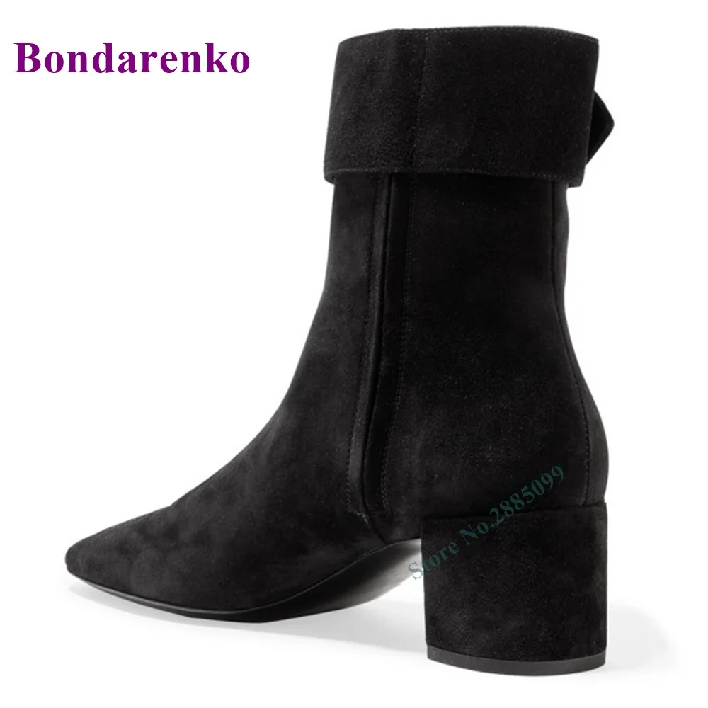 Buckle Chunky Heel Ankle Boots Suede Solid Pointed Toe Side Zipper Fashion Women Autume Winter Party Dress Boots Shoes Burgundy