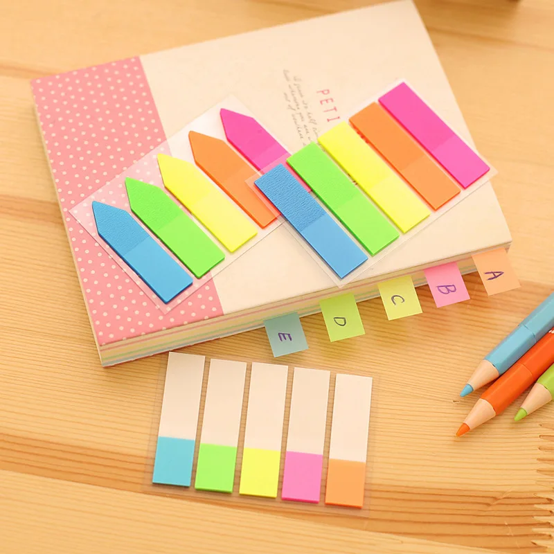 15 Pcs Creative Fluorescent Classification Stickers Loose-leaf Label Stickers Transparent Indicator Notes