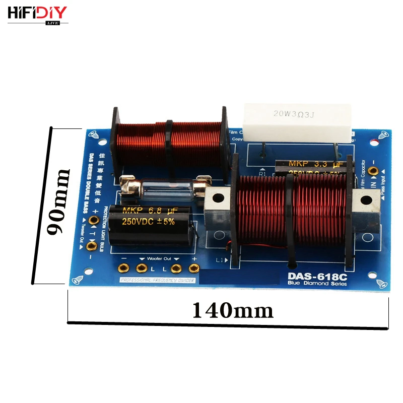HIFIDIY DAS-618C 2Way 3 speaker Unit (Tweeter +mid-bass +bass)Professional Speakers audio Frequency Divider Crossover Filter