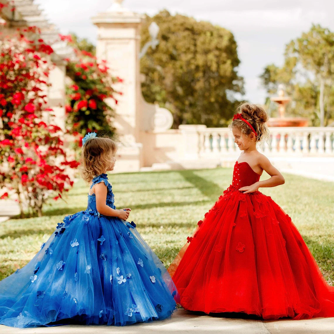 Vestido azul real de manga corta para niña, vestido de primera comunión, longitud hasta el suelo, para bautizo