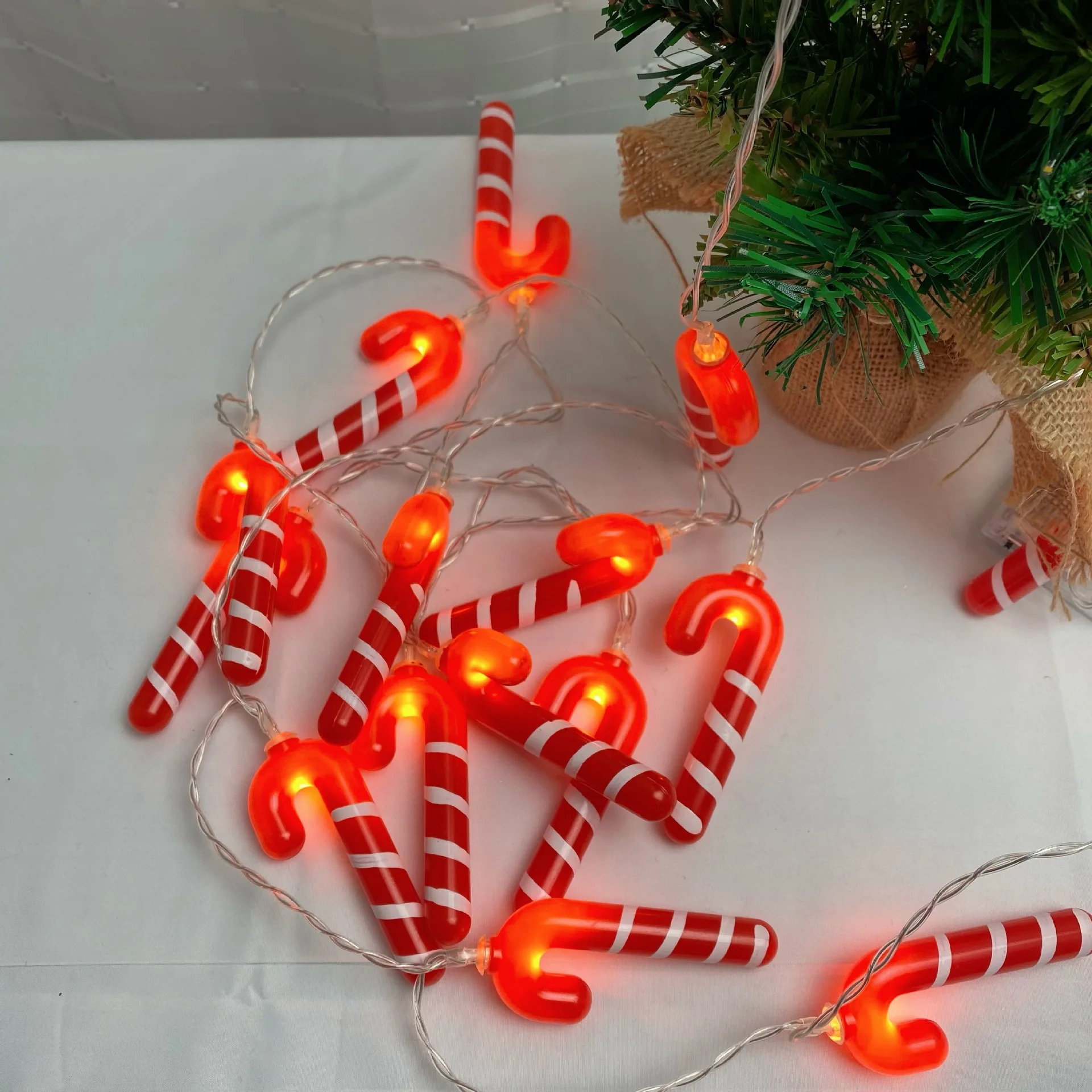 LED Christmas Cane String Light Creative Garland Handle Lamp String USB or Battery Operated for Winter Holiday Wedding Decor