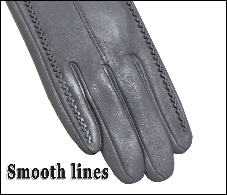 Leather gloves women's sheepskin flannel lining winter warmth high-grade black touch screen color leather gloves driving new
