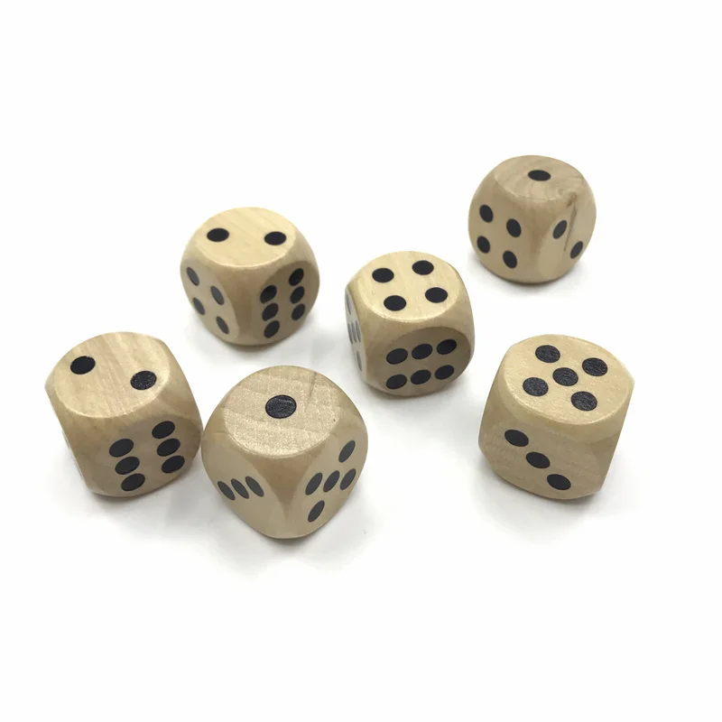 Dados para bebedouro de alta qualidade 25mm, quebra-cabeça de madeira sólida, conjunto de dados interessante para ensino de crianças, jogo de tabuleiro