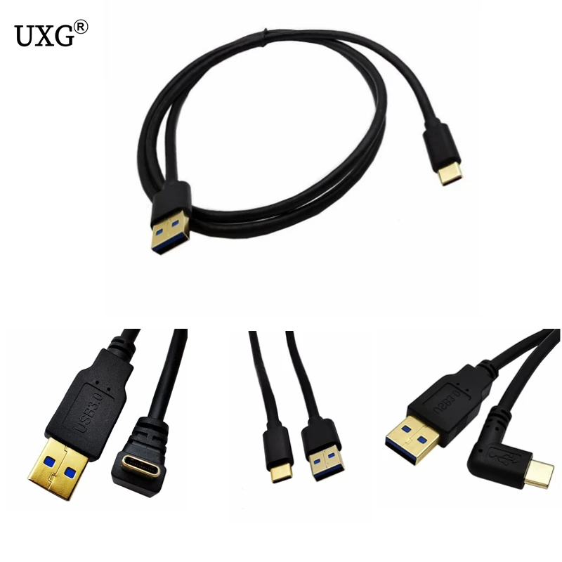 

90 degrees USB 3.1 Type C USB-C Male Connector to Standard USB 3.0 Type A Male Data Cable Fast Charging Cord for Type-C Device
