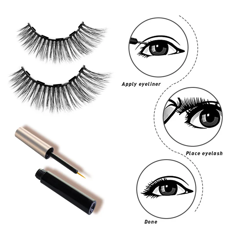 3/5 par de pestañas magnéticas, pestañas naturales hechas a mano, maquillaje de pestañas 3D, lápiz delineador de ojos, juego de maquillaje