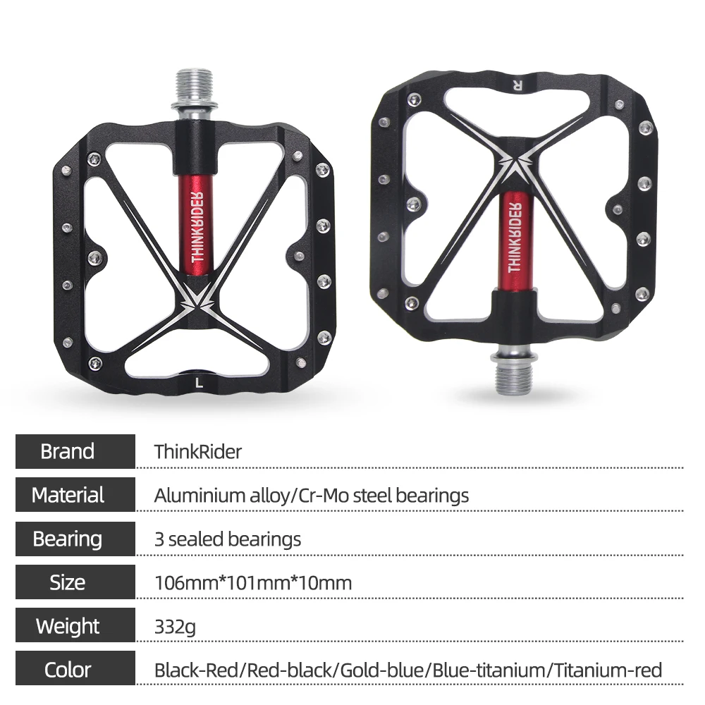 ThinkRider 3 Sealed Bearings Bicycle Pedals Flat Bike Pedals MTB Road  Mountain Bike Pedals Wide Platform Accessories Part