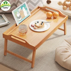 Taşınabilir bambu kahvaltı masa yatak tepsi dizüstü bilgisayar masası çay gıda servis masa okuma için katlanır yatak masa yeme ev mobilya