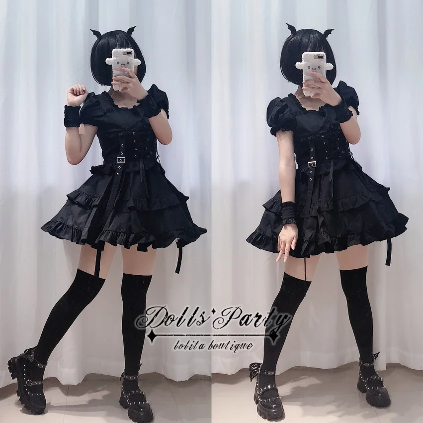 Medieval cosplay trajes lolita define festa de halloween demônio vestidos femininos jk estilo japonês tipo escuro rendas até vestido feminino 2022