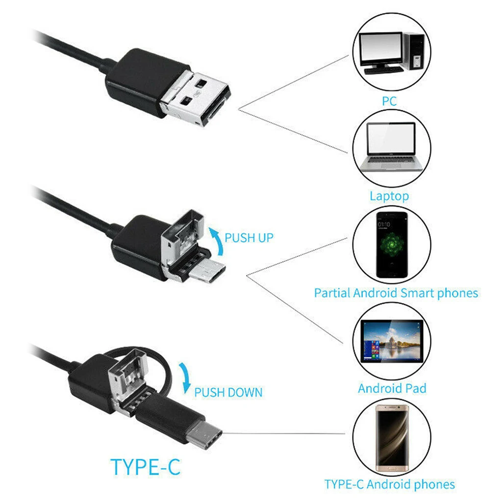 Imagem -06 - Câmera Endoscópio Impermeável Inspeção hd Ip67 Usb 6leds mm 2m Telefone Computador