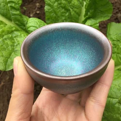 Jianzhan Colorful Small Tenmokus Cups 50ml Ceramic Water Tea Coffee Kiln Color Change Clay Chinese Ancient's Craft Filed in Kiln