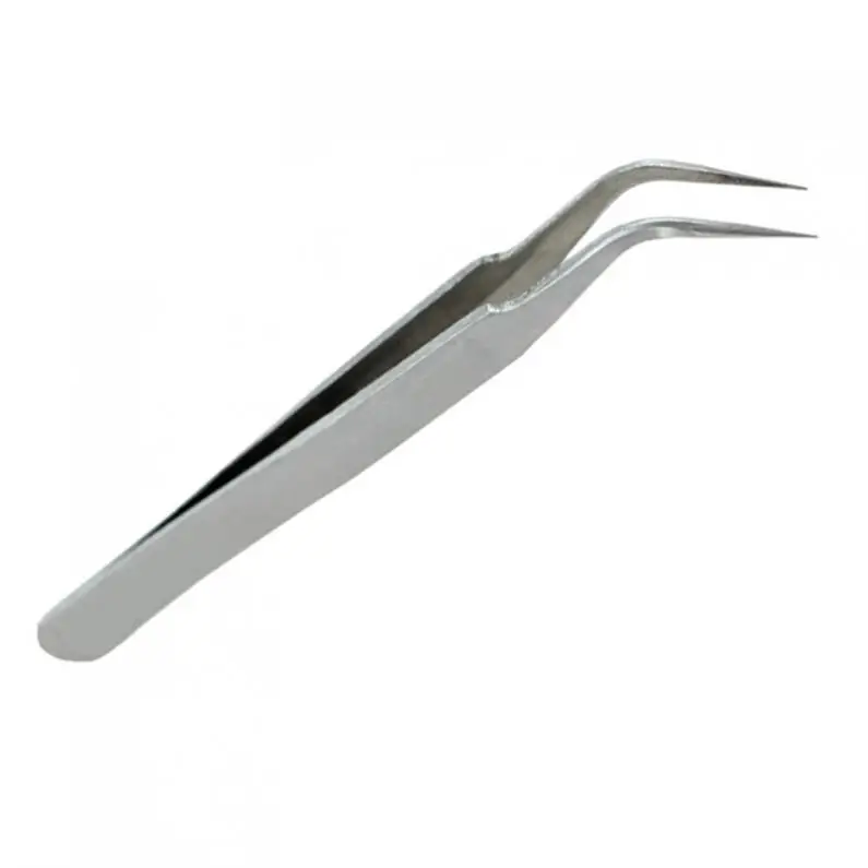 Rvs Anti-Zuur Fine Tip Gebogen Dull Poolse Pincet Tang Tool