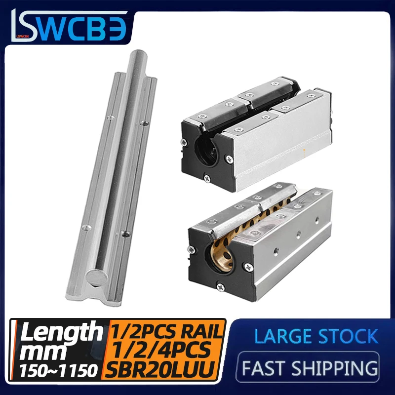 

Lengthened open box linear guide rail SBR20， L=150-1150mm,Lengthened dustproof / copper sleeve + dustproof