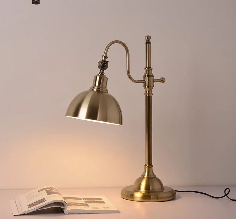 American retro LED table lamp wrought iron plated table lamp Learn to read quality table lamp