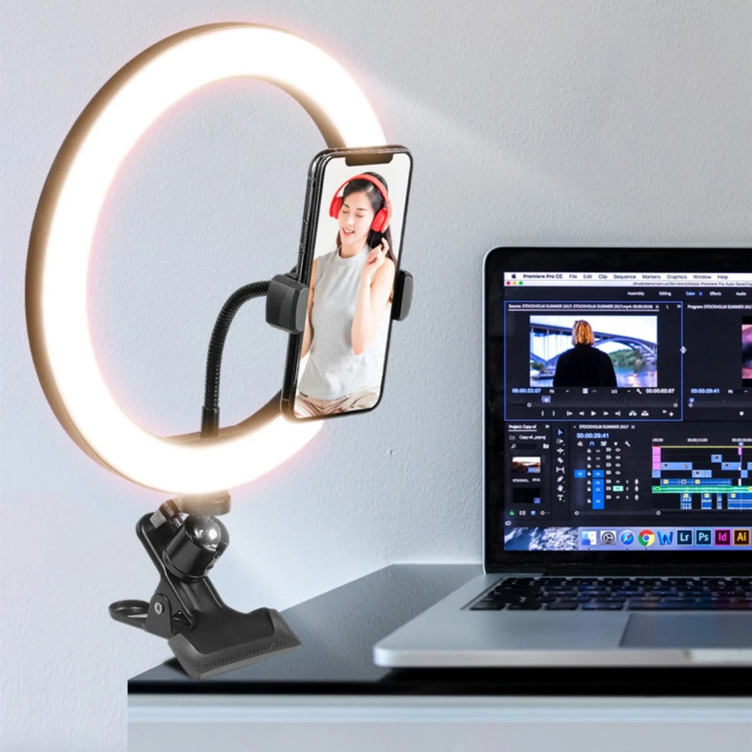 หรี่แสงได้ LED Ring Light Profissional 26 ซม.Usb Selfie โคมไฟสําหรับโทรศัพท์สดสตรีมมิ่งสตูดิโอวิดีโอการถ่ายภาพแสง