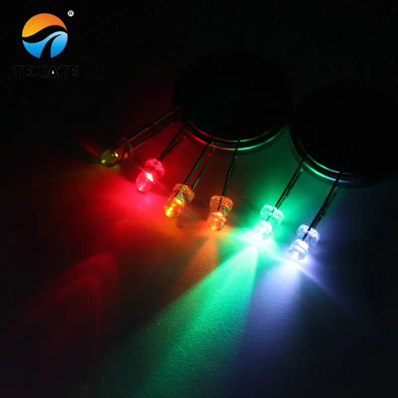 50PCS / 1Lot TEJIATE 3MM LED Light Bead White Red Yellow Blue Green Full Color High Brightness  Low Power Consume Fast Response