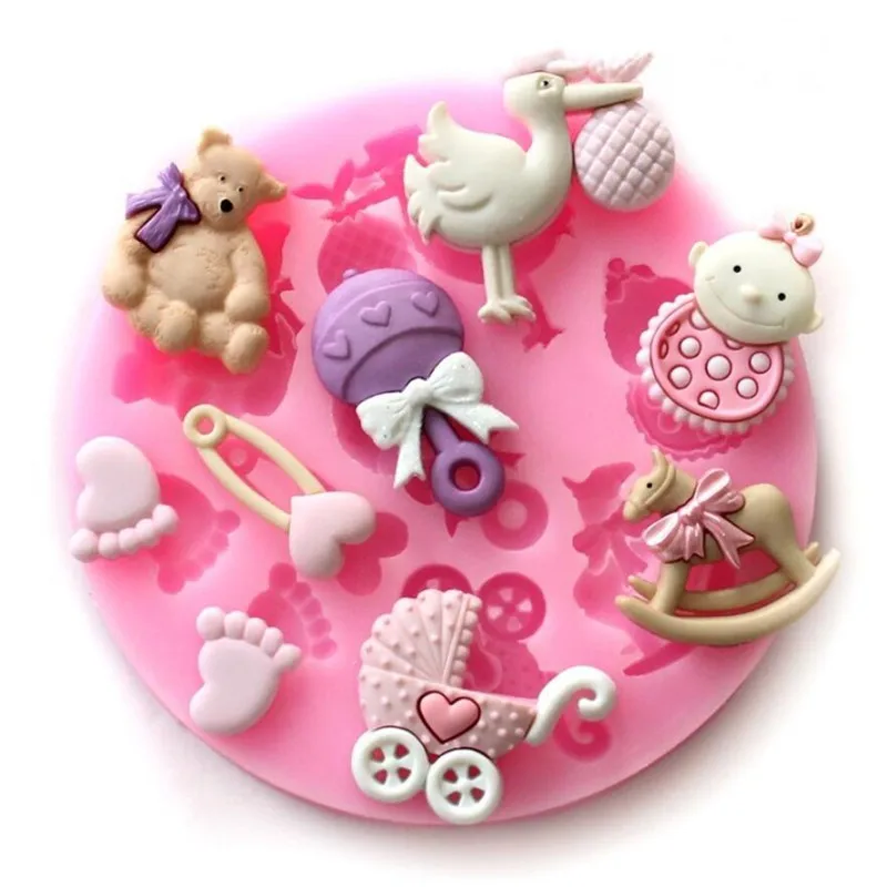 Baby Shower Party 3D Silicone Fondant Mold For Cake Decorating Cake sugar craft Chocolate Moulds Tools DIY Pastry Sugarcraft