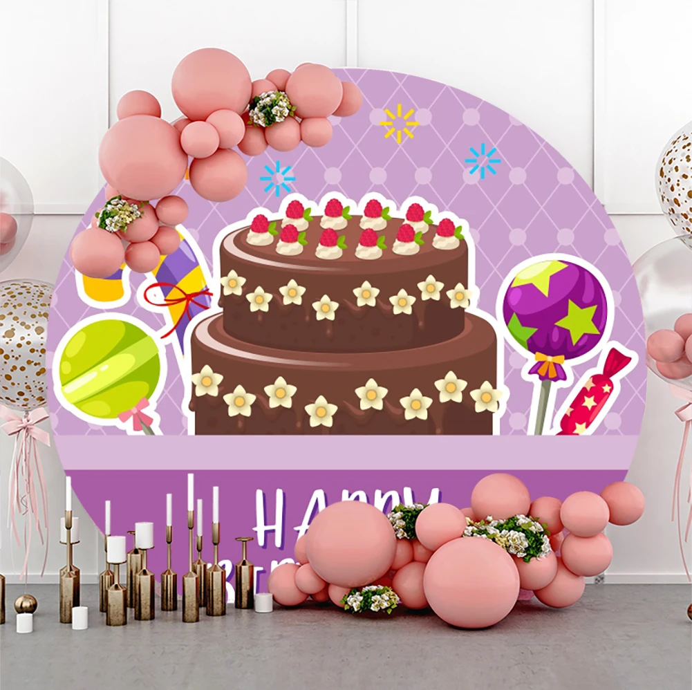 

Laeacco Chocolate Strawberry Birthday Cake Photography Backdrops Customized Banner Candy Pattern Photo Backgrounds Photostudio