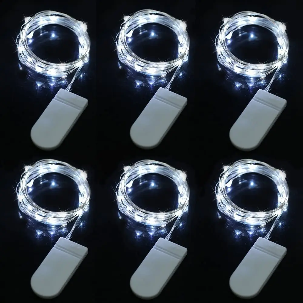 10PCS Battery Operated Fairy Lamps 5M Micro LED Starry String Lamps Silver Copper Wire For DIY Christmas Wedding Decoration