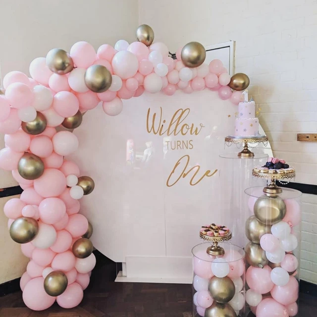 

1 pcs circle and 2 pcs clear plinth)Baby shower stage decor idea Party Diy Wedding Metal Display Backdrop Stand yudao274