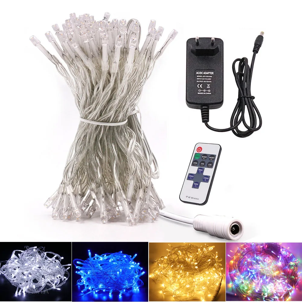 String Light DC12V Colorful Garland Fairy Light Waterproof Silver Wire Xmas Lamp for Party Wedding Christmas Tree Decor 50m 100m