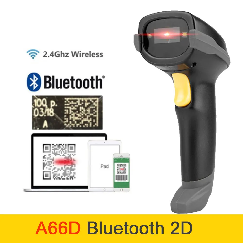 Holyhah A60D Handheld Barcode Scanner And A66D Bluetooth 1D/2D QR Bar Code Reader PDF417 for Mobile IOS Android IPAD