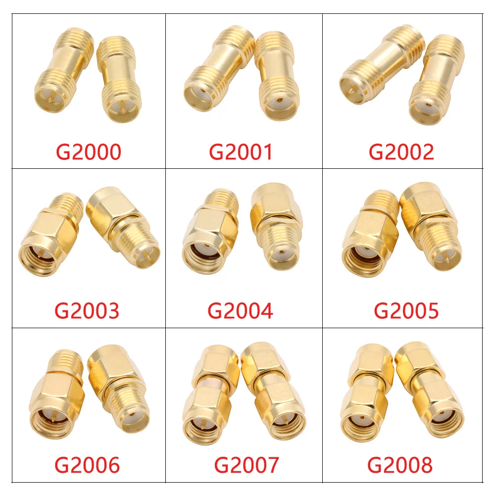 10pçs (rp) sma macho para (rp) sma, adaptador fêmea rf coax, porca de acoplamento, conversor de conector de barril