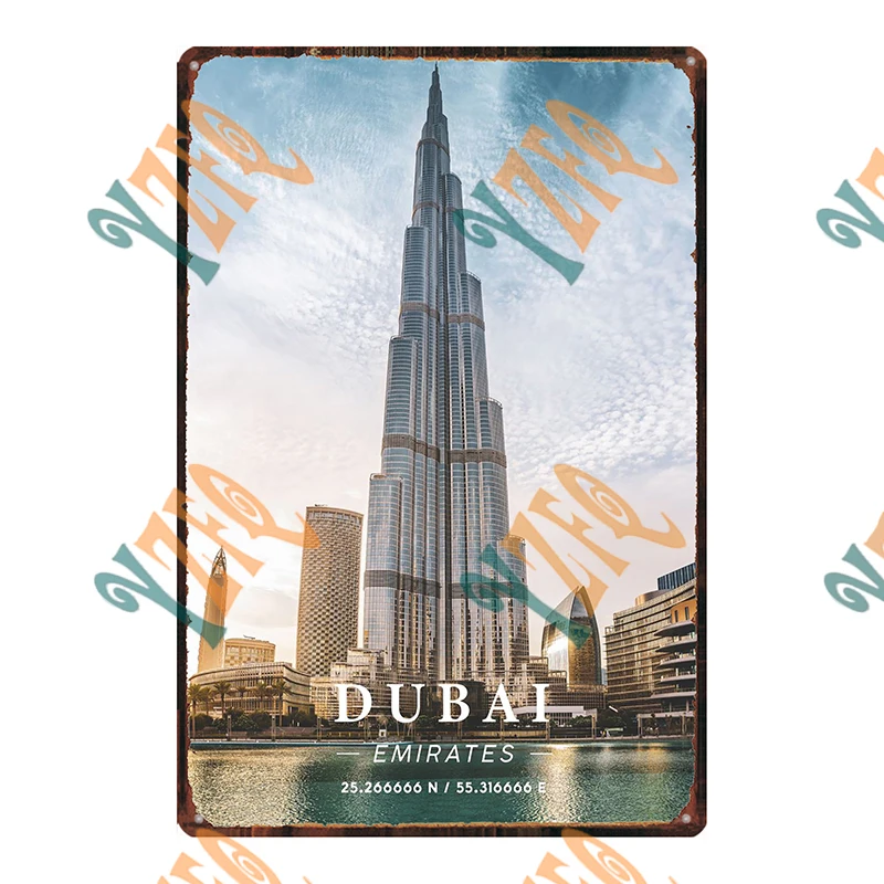 Prague Dubai Helsinki Delhi City  Sign Vintage Metal Plaque Plates Decor For Pub Bar Home Tin Gift  Decoration Poster DU-11596A