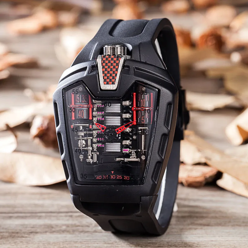 Reloj hueco para hombre, pulsera de silicona de sílice fantasma, reloj de cuarzo, reloj de estudiante de esqueleto