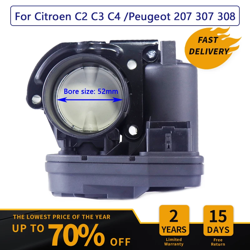 Throttle Body for 16V Peugeot 207 307 308 1007 1.6L Citroen C2 C3 C4 Berlingo Xsara Throttle Valve 0280750164 1635Z8 OEM Quality