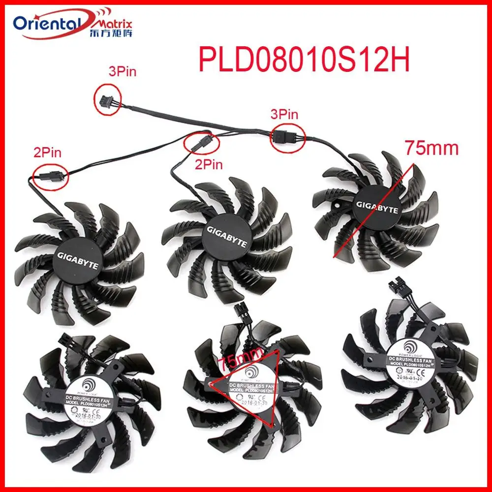 T128010SM PLD08010S12H 12V 0.20A 75mm wentylator 40*40*40mm do Gigabyte GTX 970 GV-N970WF3-4GD wentylator karty graficznej