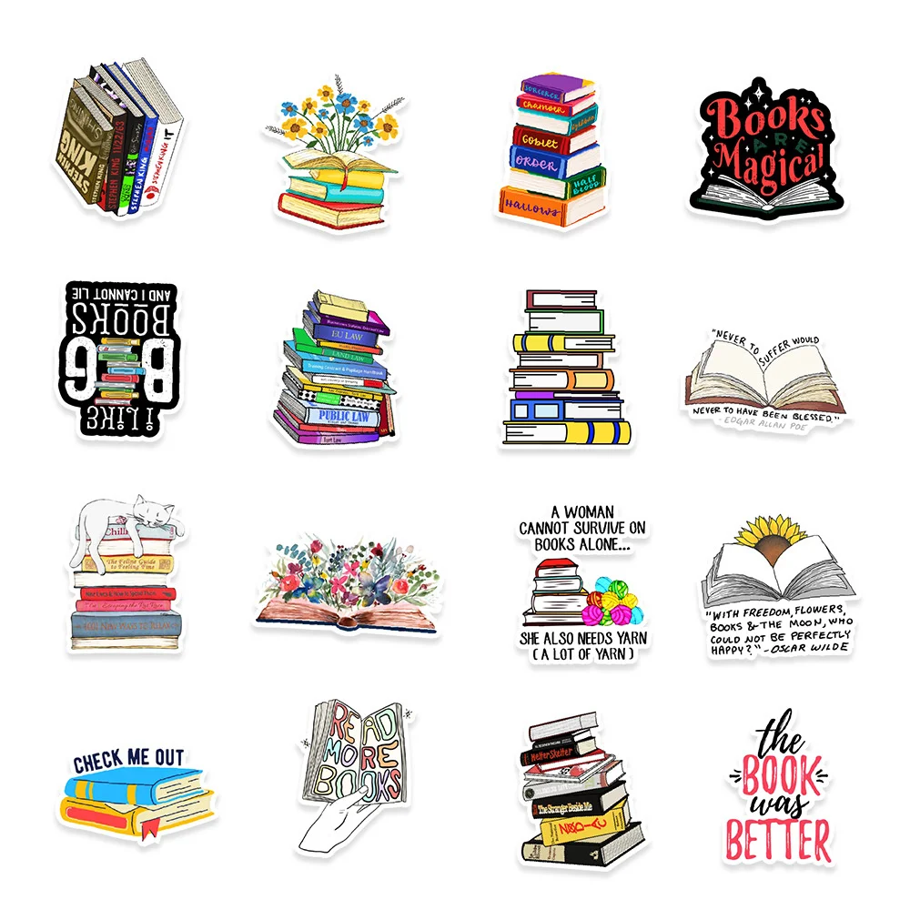 10/30/50PCS Book Reading Graffiti Stickers Computer Mobile Phone Tablet Computer Decorative Stickers Waterproof Wholesale