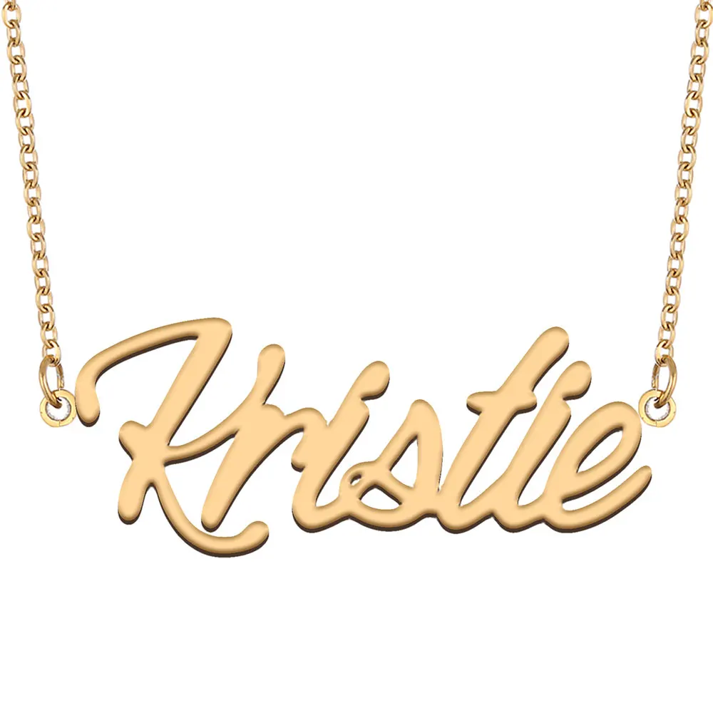 

Kristie Name Necklace for Women Stainless Steel Personalized Jewelry Gold Plated Nameplate Pendant Femme Mothers Girlfriend Gift