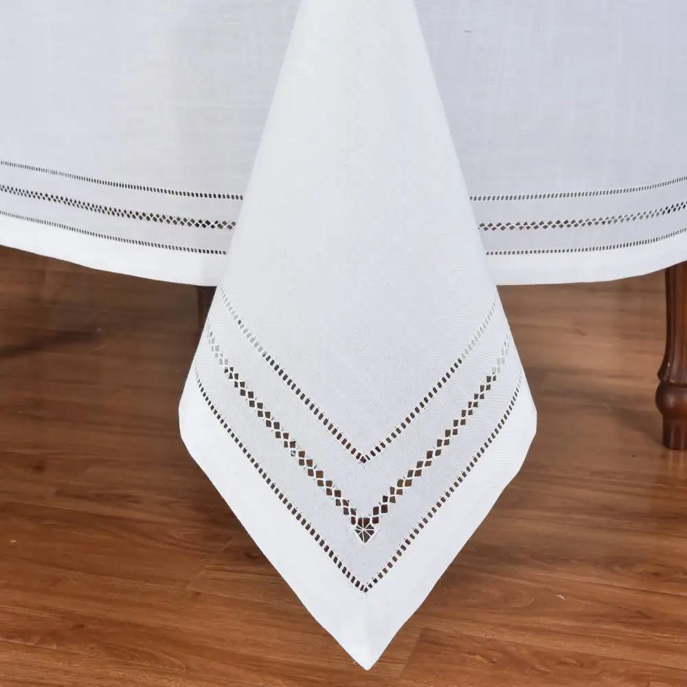 Mantel conciso de lujo con dobladillo cosido a mano, rectangular cuadrado, aspecto de lino y lavable, hogar, restaurante, Airbnb, 0396