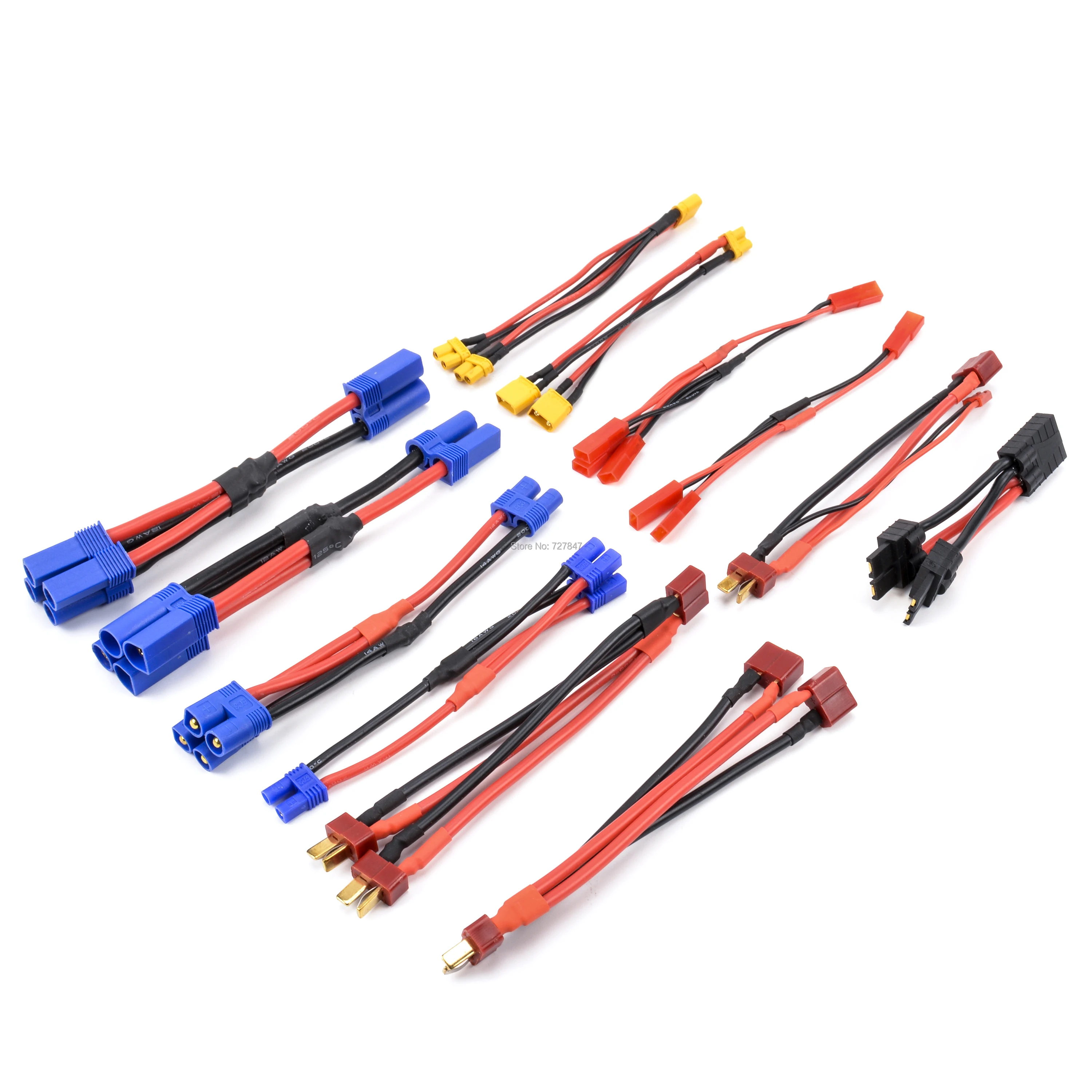 XT60 XT30 XT30U T Plug EC5 EC3 EC2 JST Parallel Battery Connector Cable Extension Y Splitter Plug Adapter for FPV RC parts