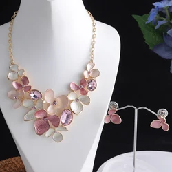 MeiceM Large Fashion Women's Long Necklaces 2023 Flower Set High Quality Choker Women Female Statement Necklace for Women Party