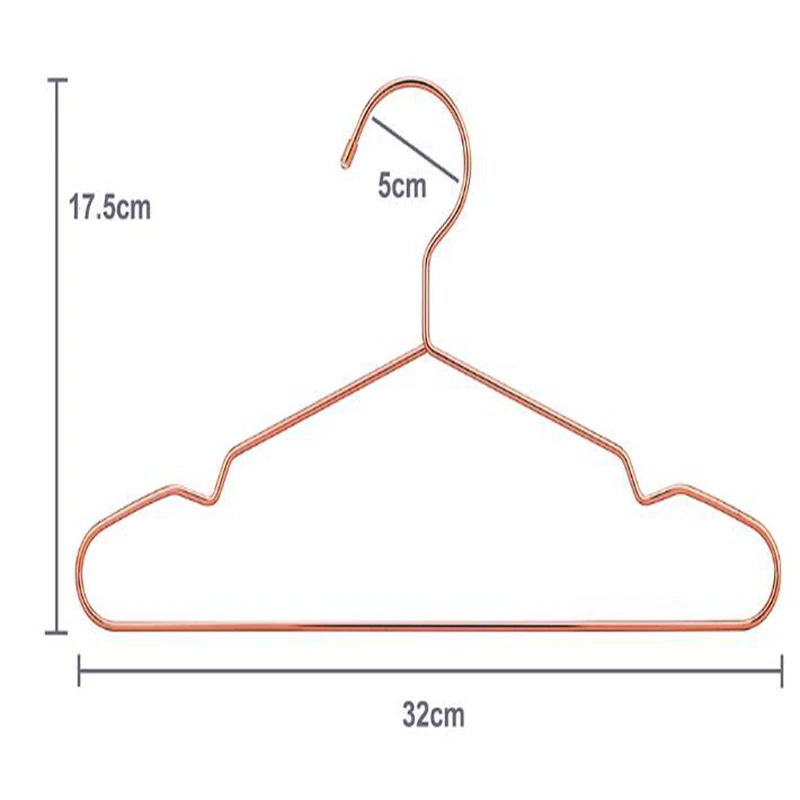 Hangerlink 32cm Children Rose Gold Metal Clothes Shirts Hanger with Notches, Cute Small Strong Coats Hanger for Kids(20 pcs/Lot)