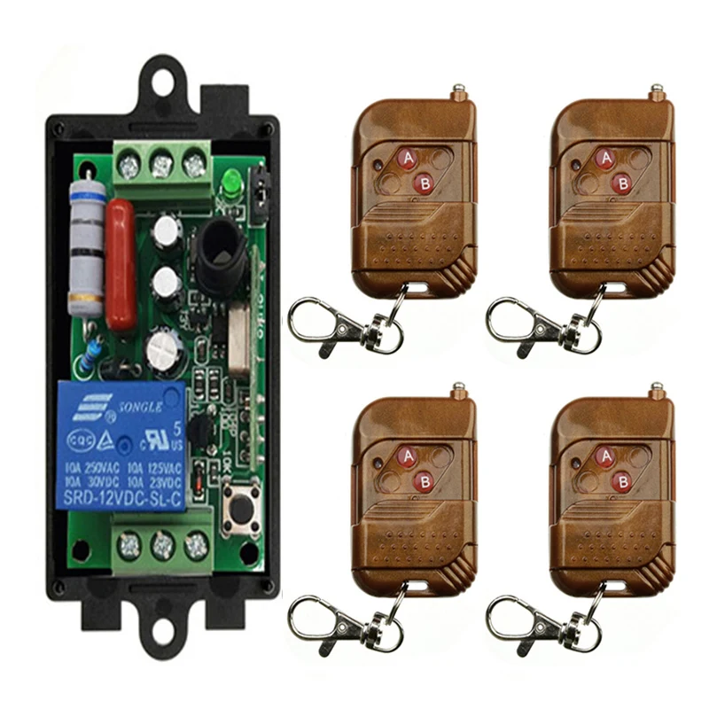 AC 220V 1CH 10A Relay Receiver Transmitter Light Lamp LED Remote Control Switch Power Wireless ON OFF Key Switch Lock Unlock