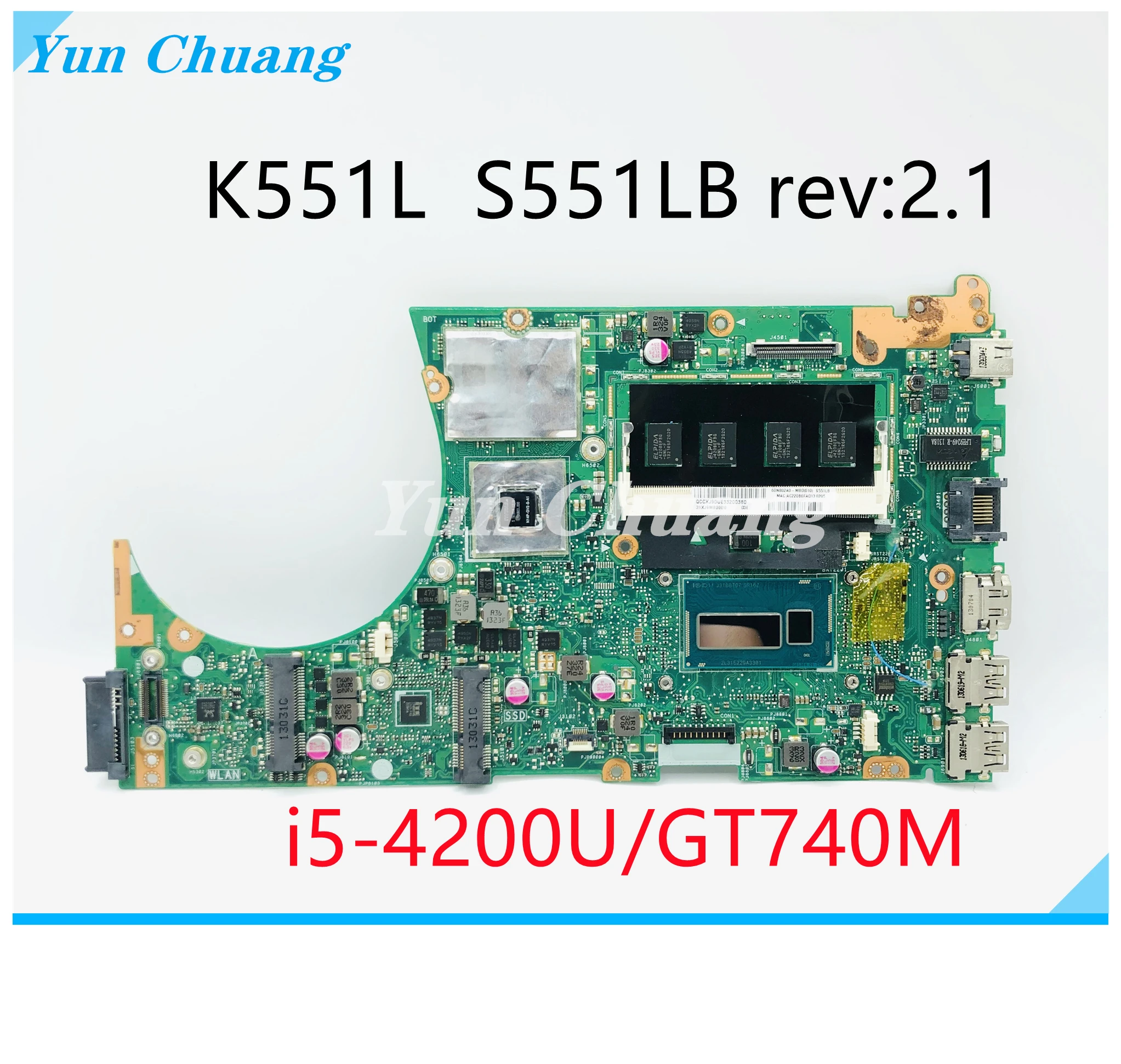 

S551LB REV 2.1 Motherboard For Asus K551L V551L S551L S551LB S551LN Laptop mainboard with i5-4200 CPU GT740M GPU 4GB RAM