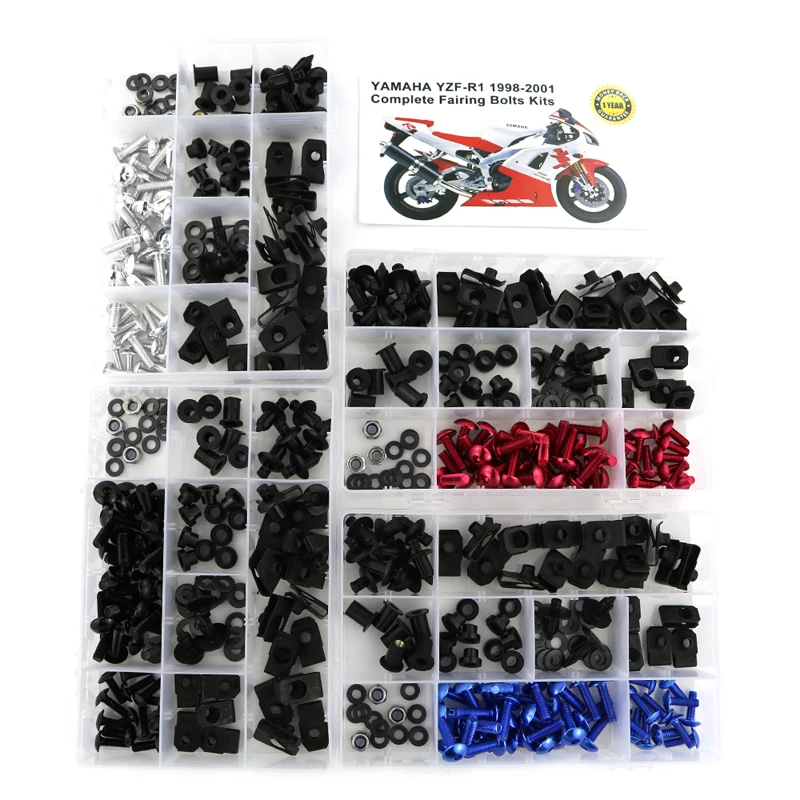 Fit For Yamaha YZF-R1 YZF R1 1998 1999 2000 2001 Motorcycle Complete Fairing Bolts Kit Bodywork Windscreen Screws Fairing Clips